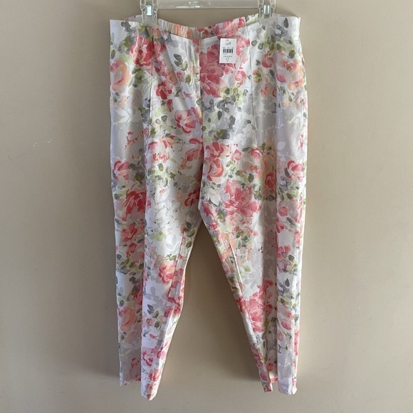 J. Jill Linen Blend Crop Floral Pants - Picture 1 of 5